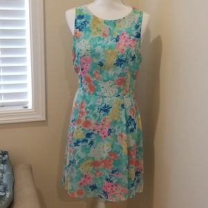 Modcloth Pink Owl floral dress size Large